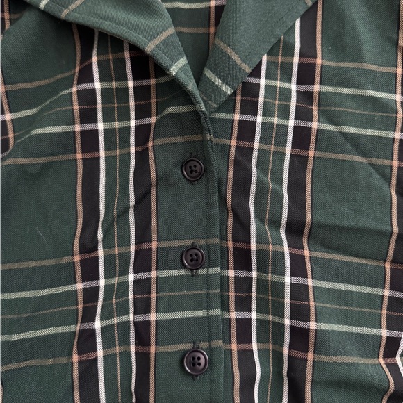 Aritzia Sunday Best Forest Green Plaid Cropped Shirt Size S - Picture 5 of 6
